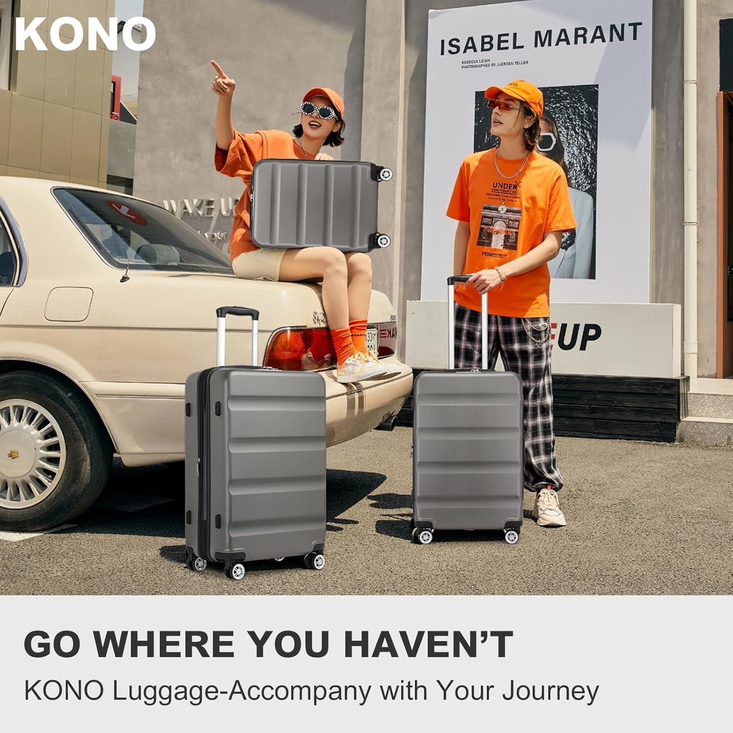 Thumbnail 5 de Kono 28 Inch Large Suitcase: Expandable, Lightweight Hard Shell with TSA Lock and 360° Wheels