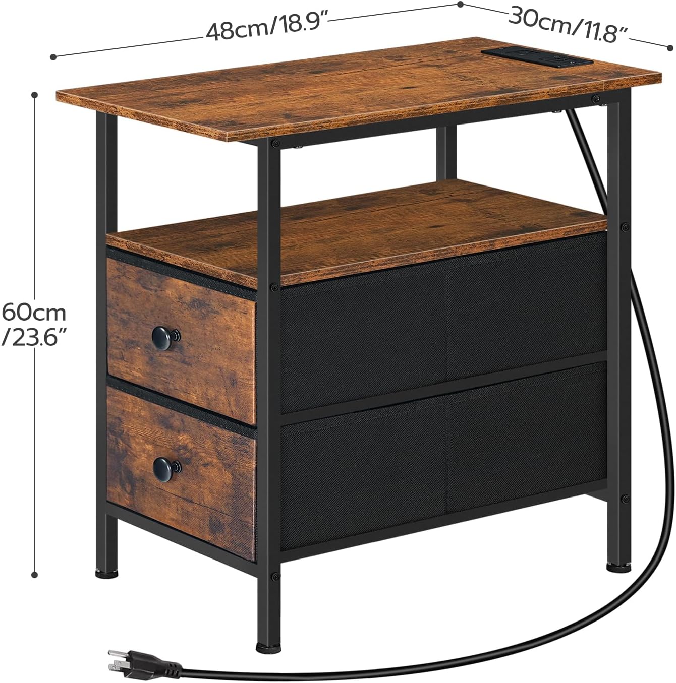 Detalle de HOOBRO BF486UBZ01 End Table with Charging Station