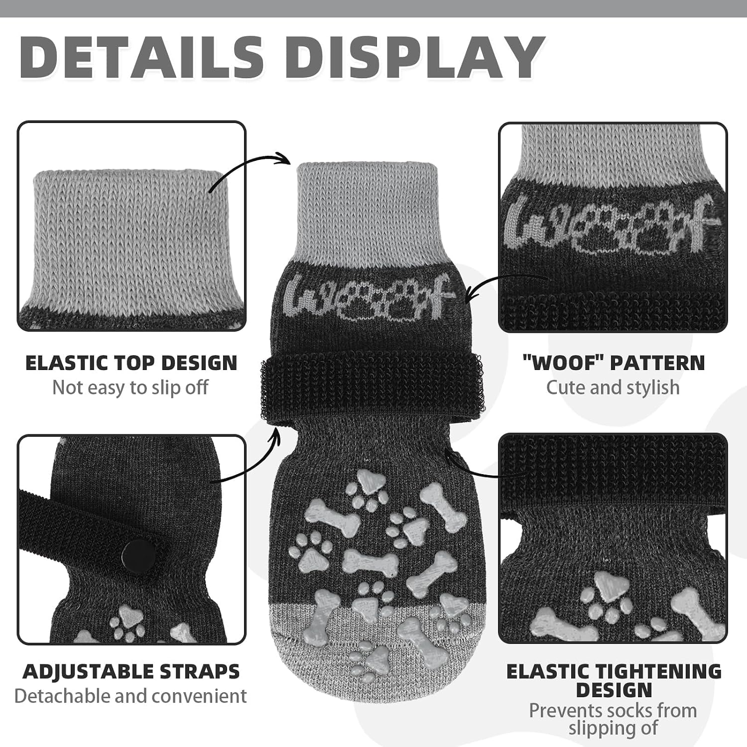Thumbnail 1 de KOOLTAIL BJSJ105_GXL Dog Socks, XL 4-Pack with Double-Sided Grip