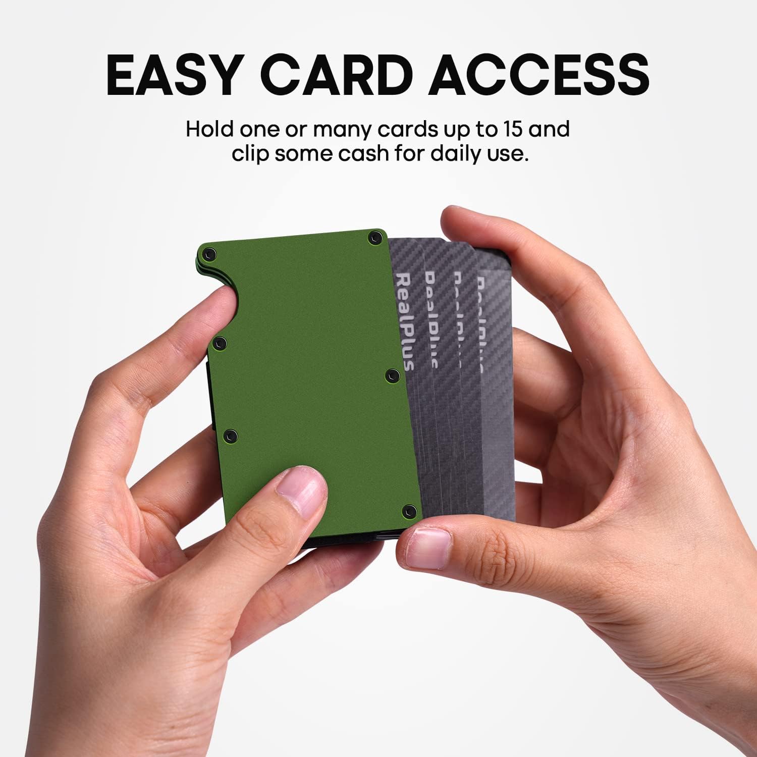 Thumbnail 3 de RealPlus porte-cartes homme minimaliste avec blocage RFID et pince à billets (vert)
