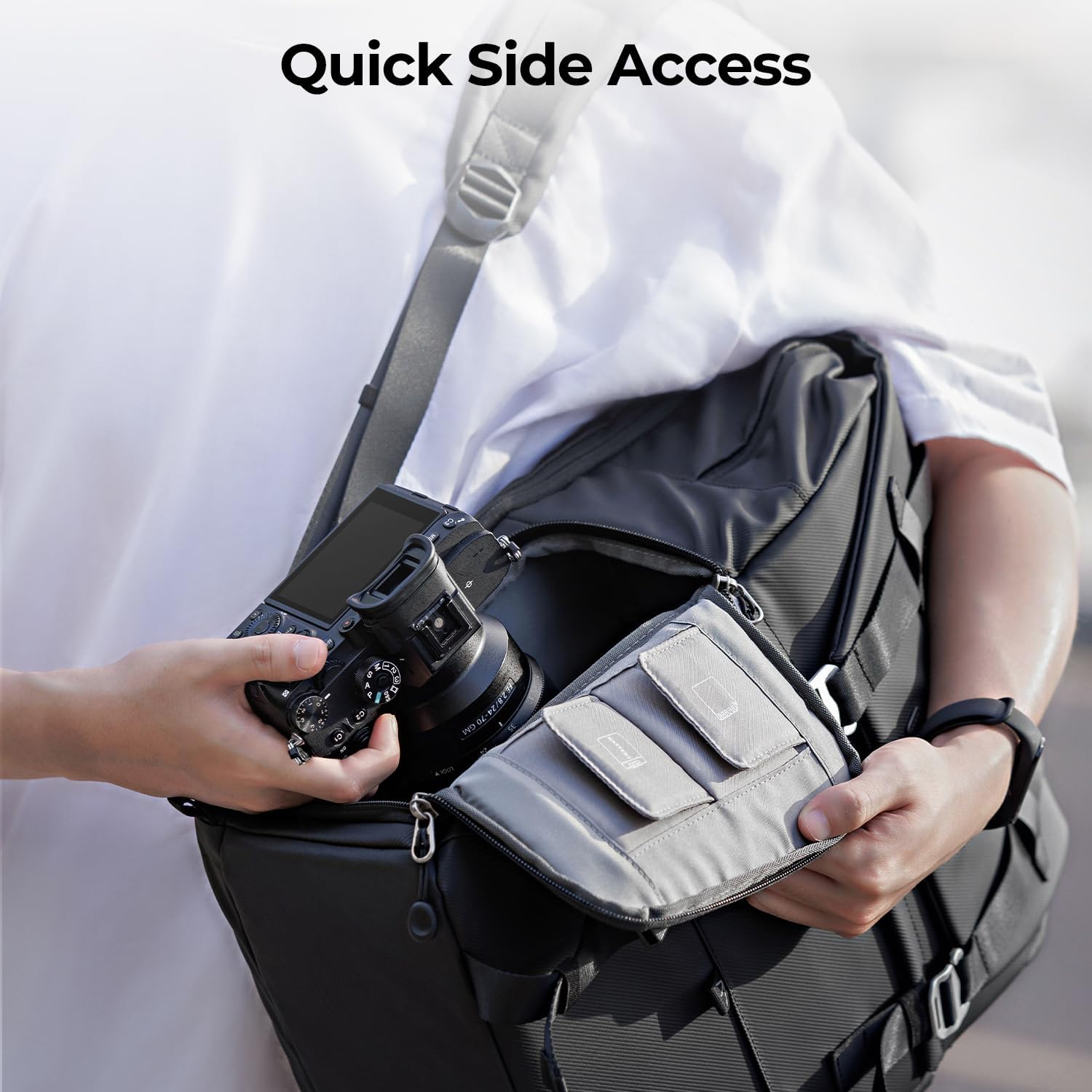 Detalle de K&F CONCEPT Kamerarucksack 20L mit 15,6-Zoll-Laptopfach – spritzwassergeschützter Fotorucksack für DSLR & SLR