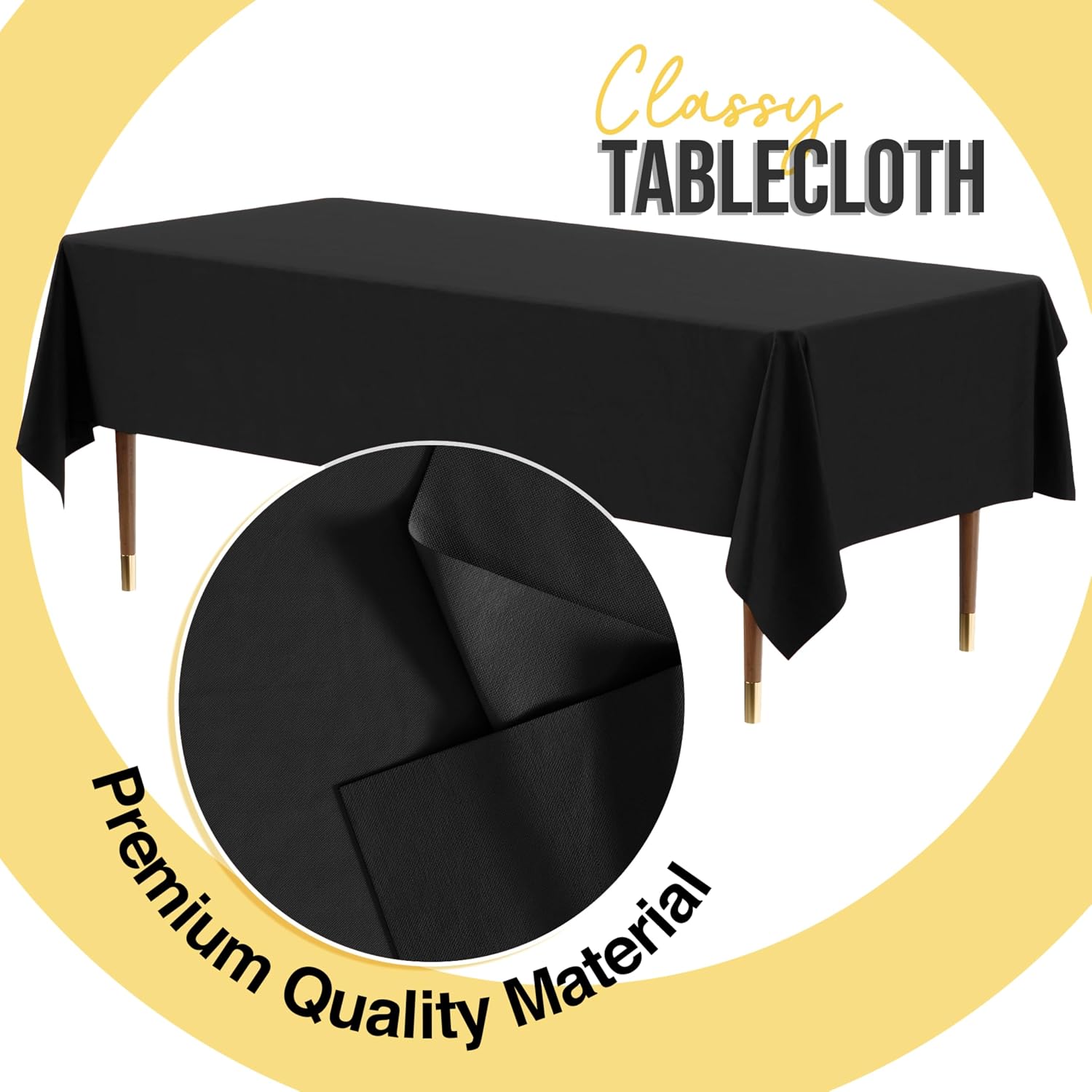 Thumbnail 2 de Exquisite 66% Thicker Premium Black Plastic Tablecloths – 12 Pack, 54" x 108" (0.5 mil)