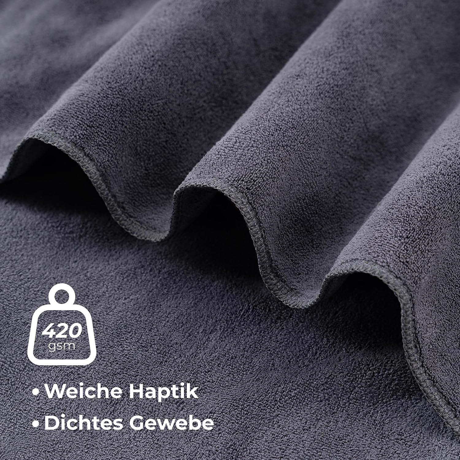 Detalle de ZENACROSS Fitness Handtuch Mikrofaser 120x50 mit Reißverschlusstasche – schnelltrocknend und hygienisch