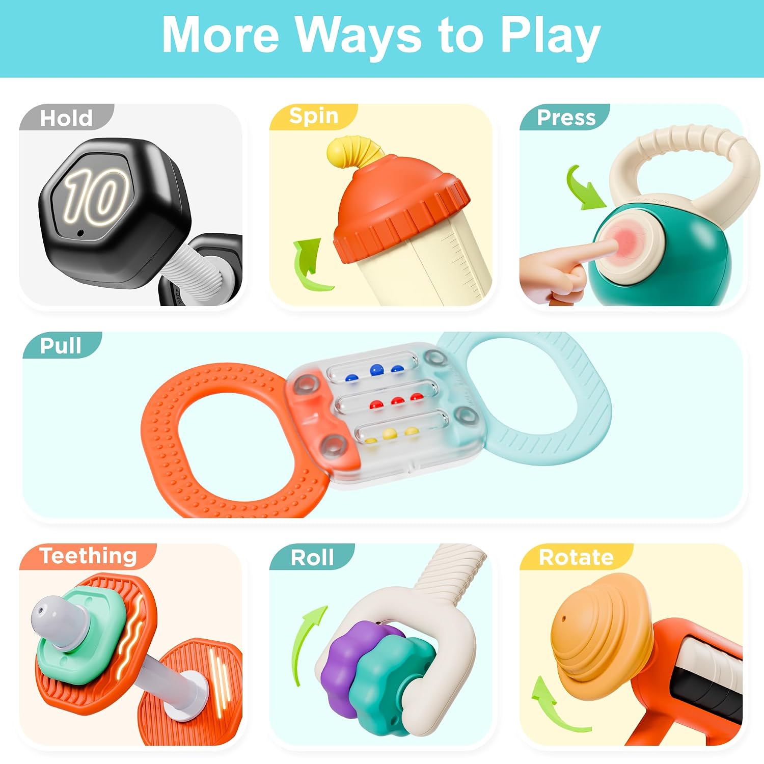 Thumbnail 4 de iPlay iLearn Baby First Gym Rattle Set, 7PCs