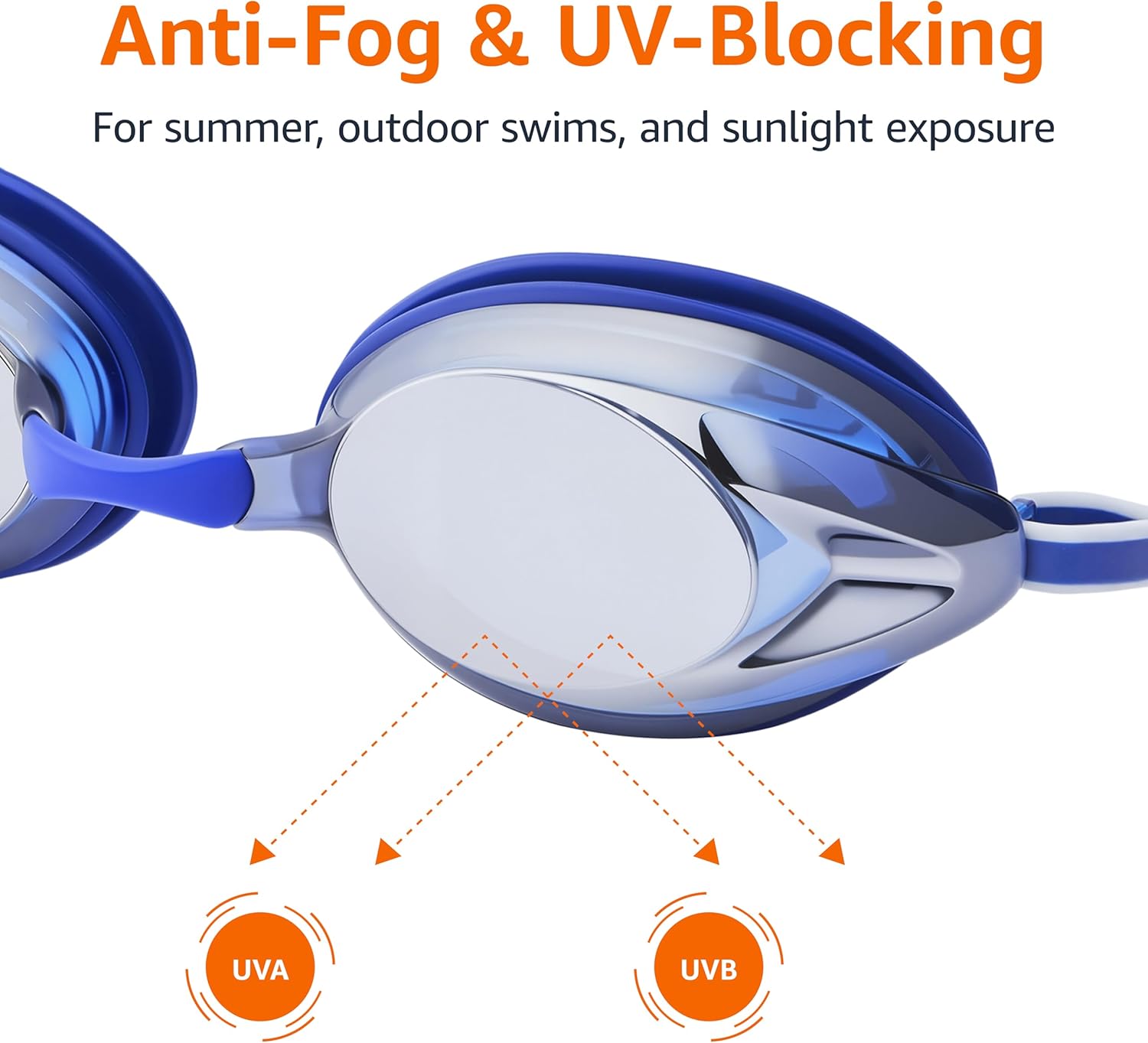 Detalle de Amazon Basics Unisex Swim Goggles for Adults with 4 Interchangeable Nosepieces