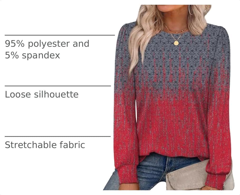 Detalle 2 de Alaroo 2026 Women's Long-Sleeve Printed Tunic Top, Crewneck, Polyester Blend