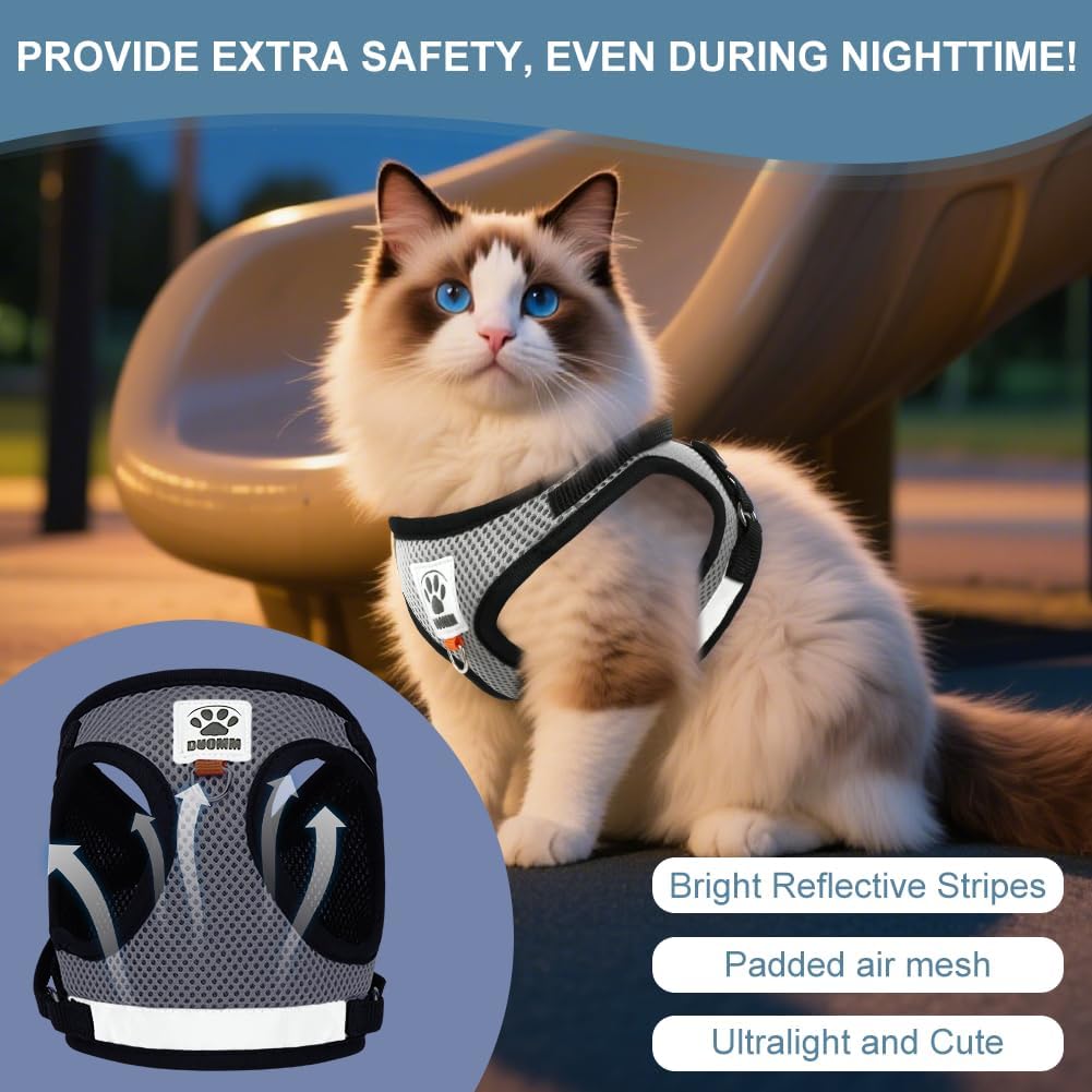 Detalle 2 de AUYAO verstelbaar kattenharnas S, reflecterend en ontsnappingsveilig