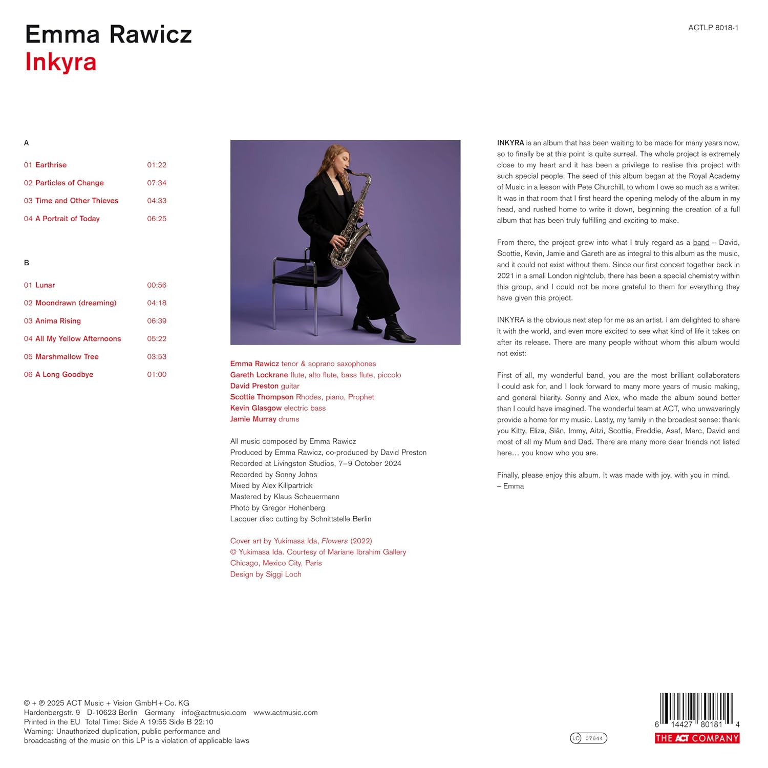 Detalle de Inkyra by Emma Rawicz, Jazz Album on Vinyl
