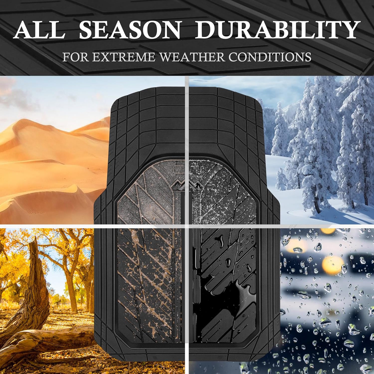 Thumbnail 4 de CAR PASS Heavy Rubber Car Floor Mats — Universal Trim-to-Fit 1 set