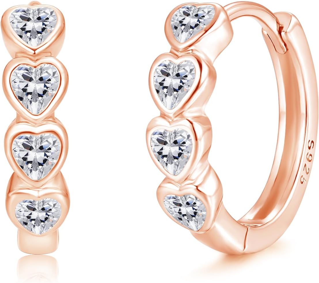 Detalle de Josfeva Silber Creolen Ohrringe – 925er Sterling Silber, Quadrat Herz Kreuz, 15×16 mm, 2,32 g, mit Cubic Zirkonia