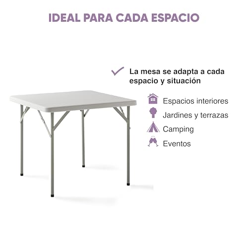 Thumbnail 7 de KG KITGARDEN Mesa Plegable Portátil Multifuncional 84x84 cm – Blanco