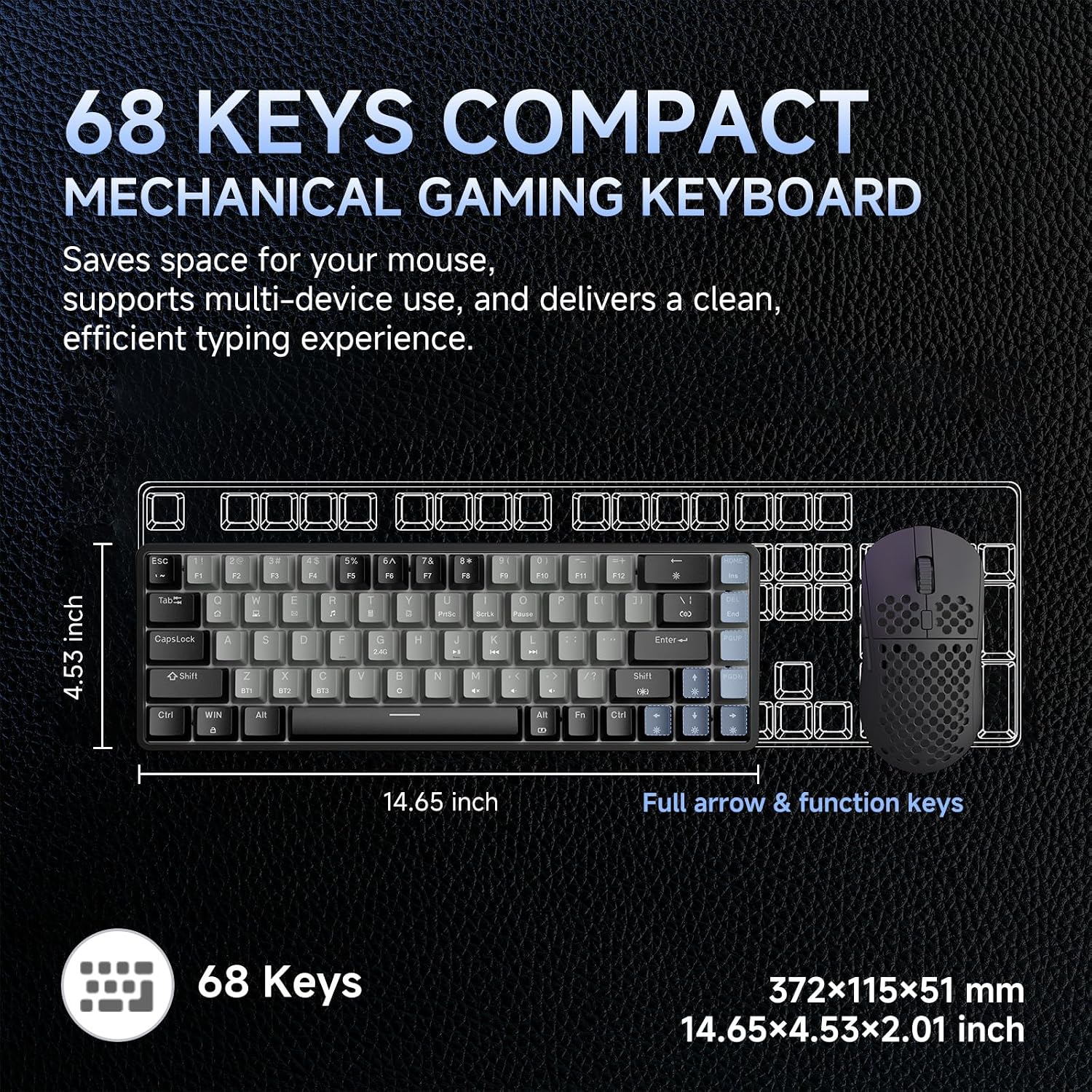 Detalle de Dierya DK68 tastiera gaming wireless 60%