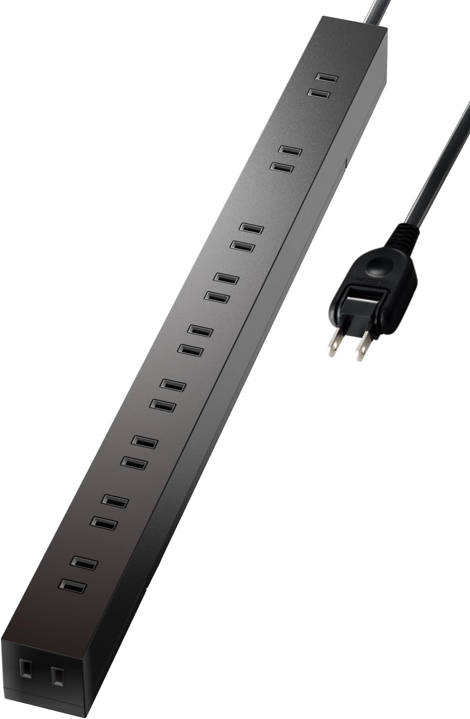 Detalle de エレコム ECT-0102BK 電源タップ 10個口・2m 雷ガード・ほこりシャッター付き
