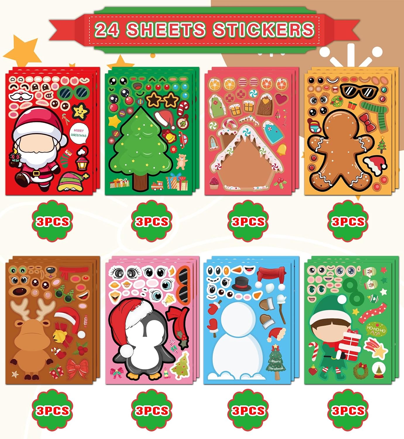Detalle de Christmas Stickers, 24 Sheets