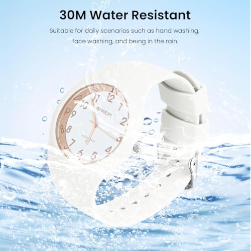 Detalle de AOOSU Montre pour Femme avec Bracelet en Silicone – Grand Cadran Analogique Étanche 30M, Quartz