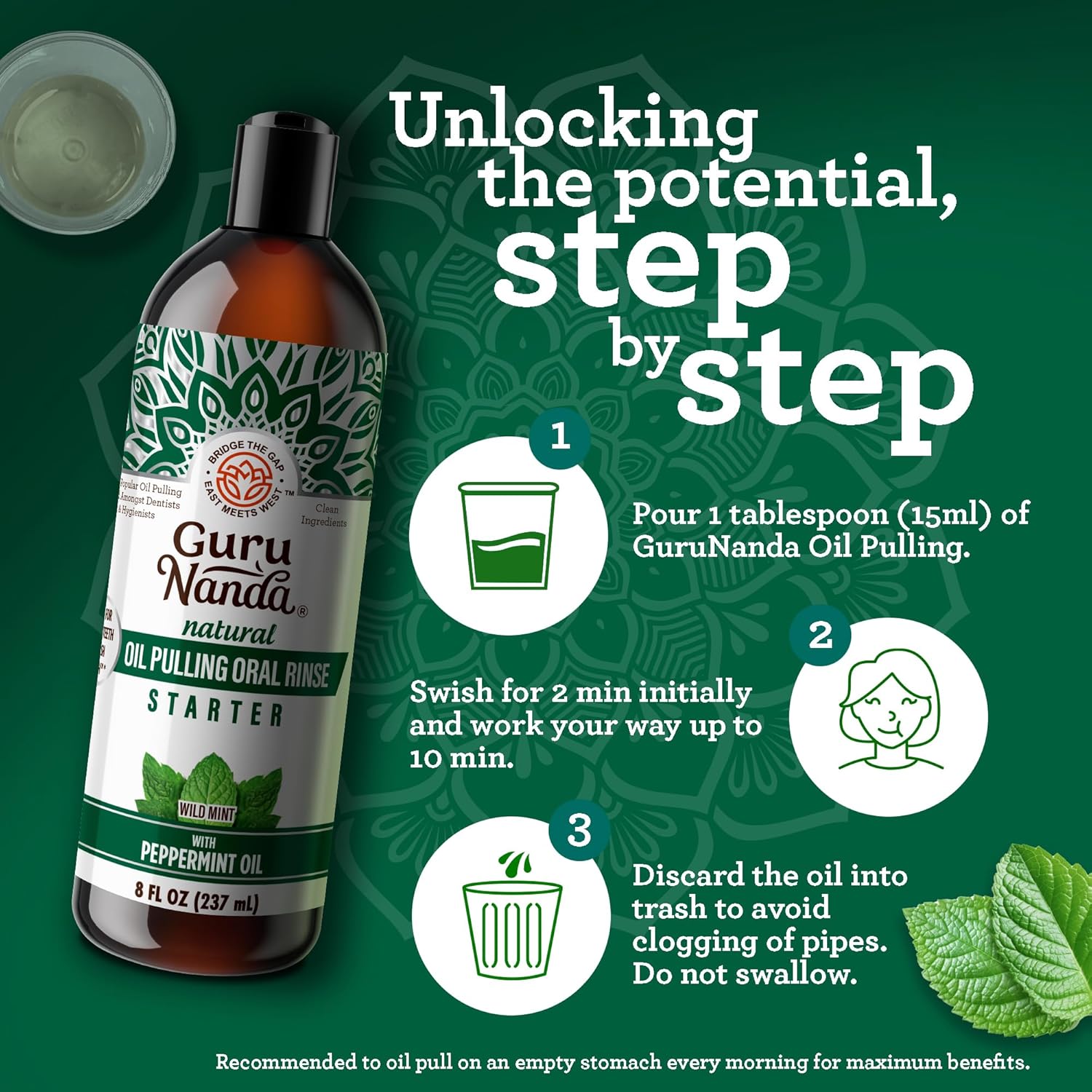Thumbnail 5 de GuruNanda Starter Oil Pulling 8 oz 🪥