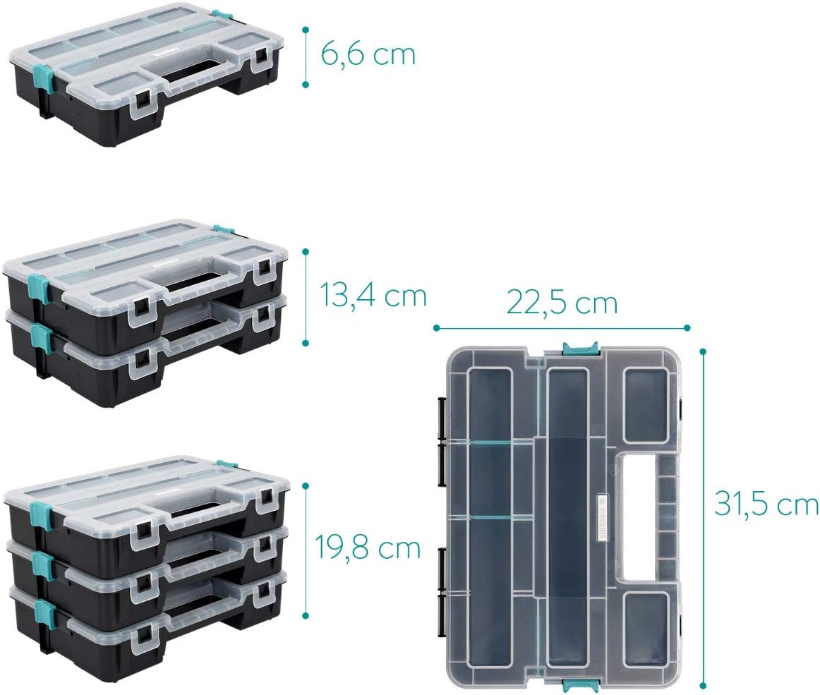 Detalle de Navaris Contenitore portaminuterie organizzatore con 3 vaschette sovrapponibili (L)