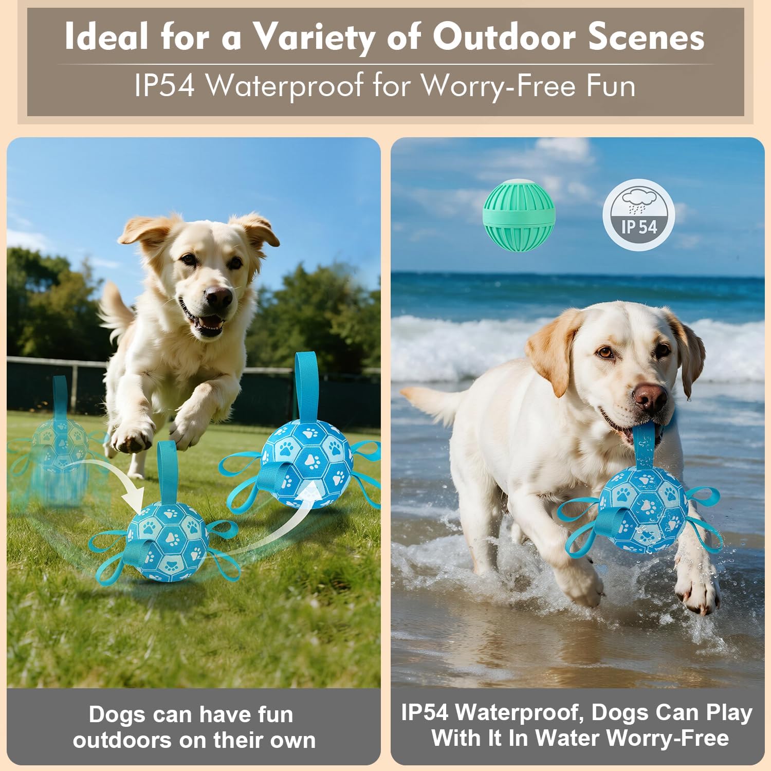 Detalle de Qraxond Interaktive Hundespielzeuge – Hundefußball mit USB-Akku, blau