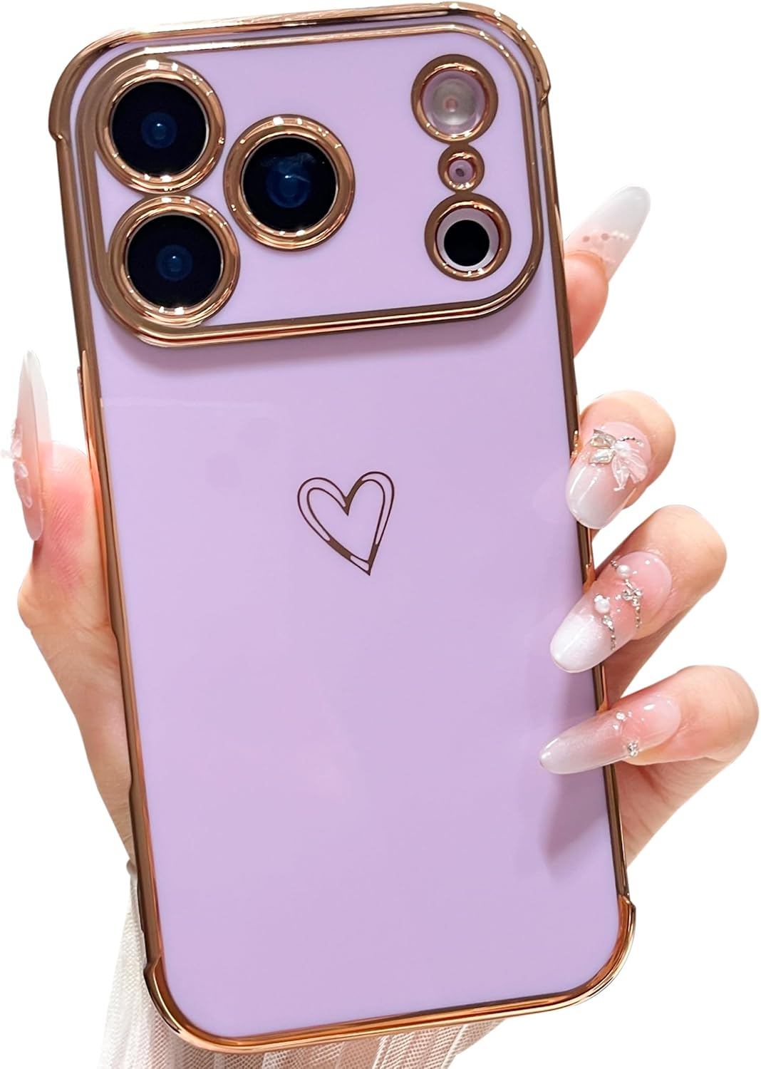 Detalle de ZTOFERA Hülle iPhone 17 Pro 6,3 Zoll Herz Gold Rand