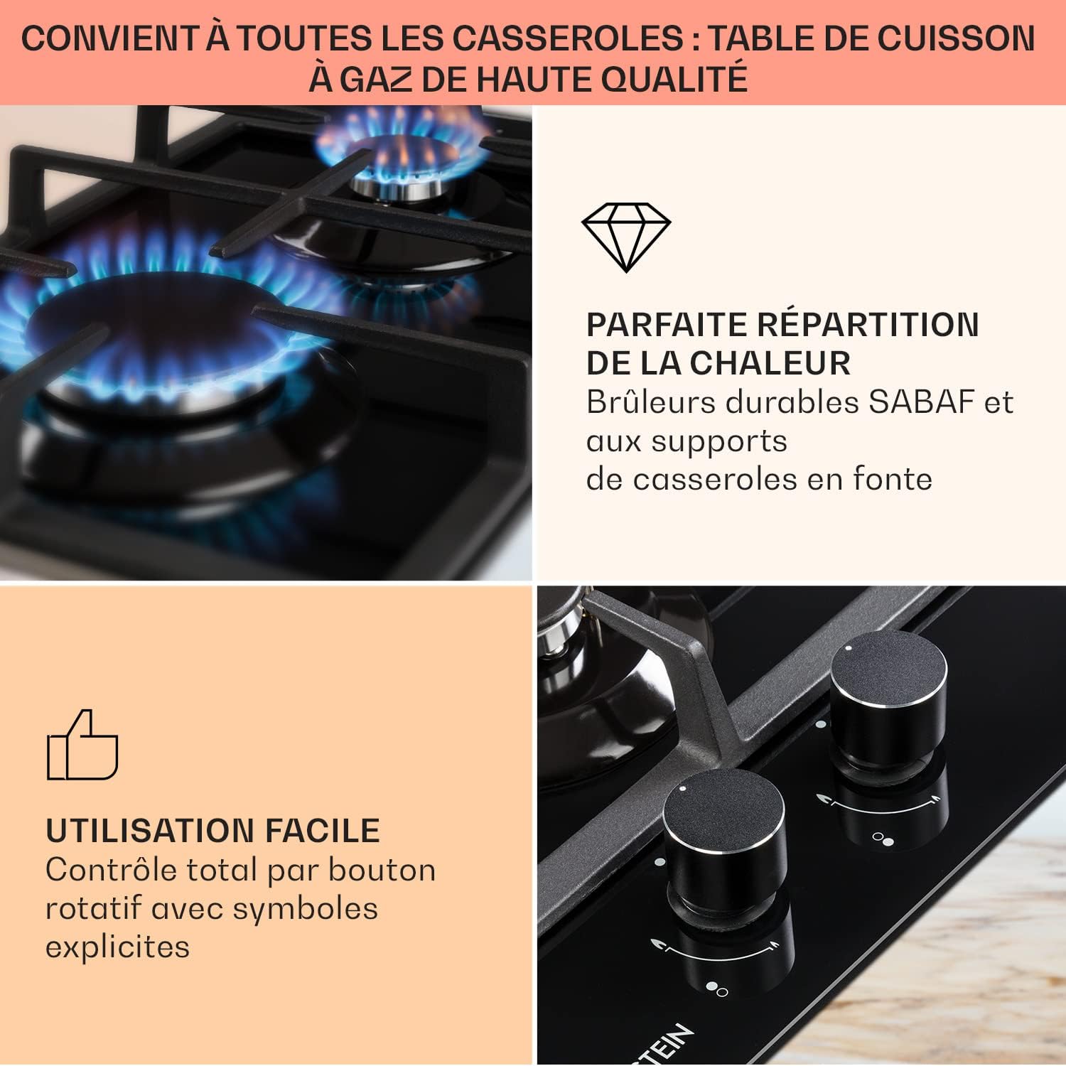 Thumbnail 3 de Klarstein Tables de Cuisson électrique à 2 feux (4000 W) en acier inox : plaque gaz/camping avec sécurité