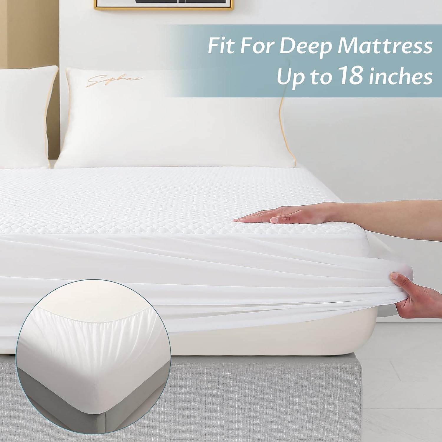 Thumbnail 4 de Reaks Queen Mattress Protector, Waterproof 3D Air Fabric, 18-Inch Deep Fit