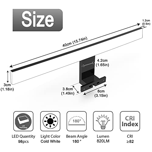 Thumbnail 2 de Azhien Lámpara LED de Espejo 10W 💡 Impermeable 40cm Blanca