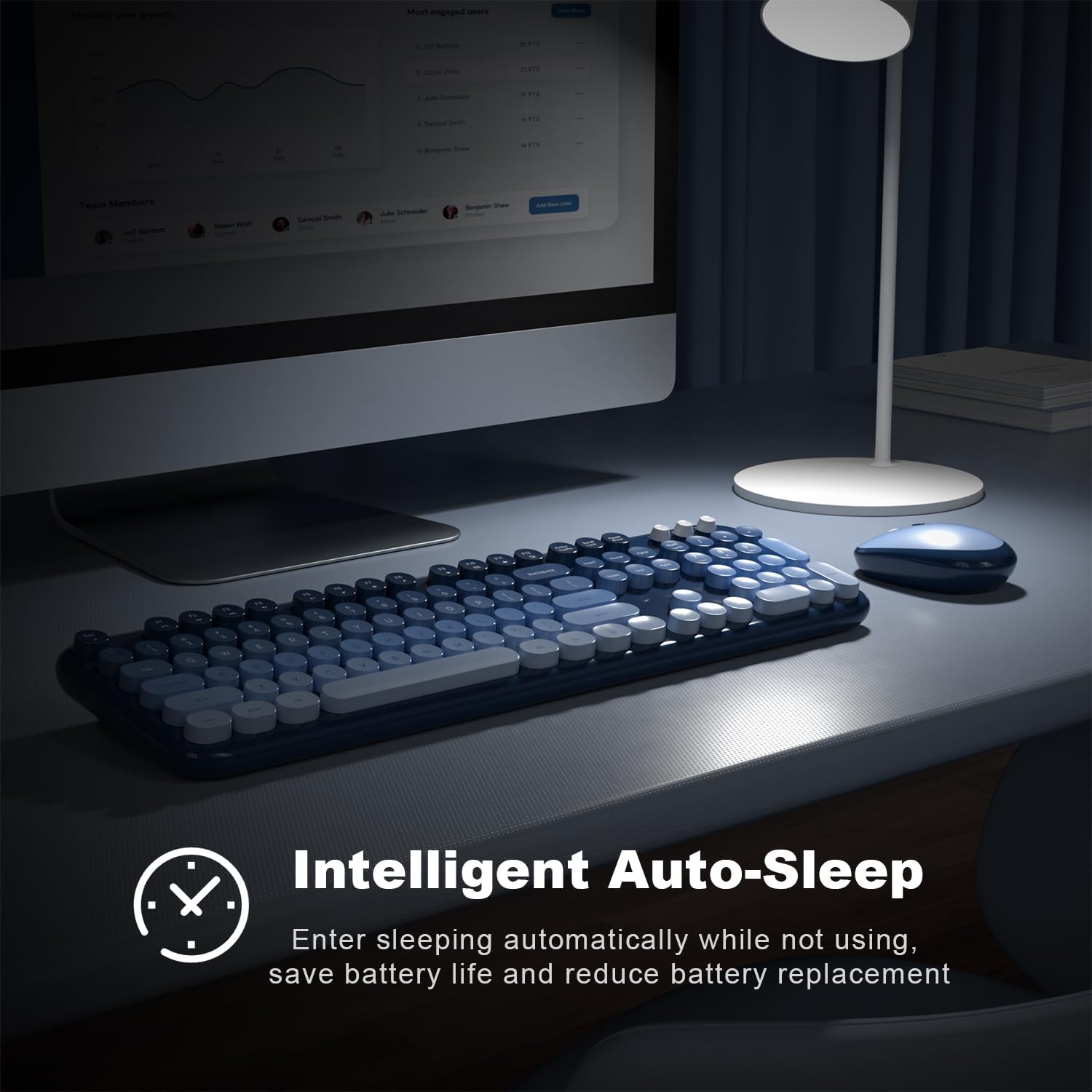 Thumbnail 3 de MOFII Wireless Keyboard and Mouse Combo (Sea Blue Gradient) – Full Size 2.4G, Plug & Play