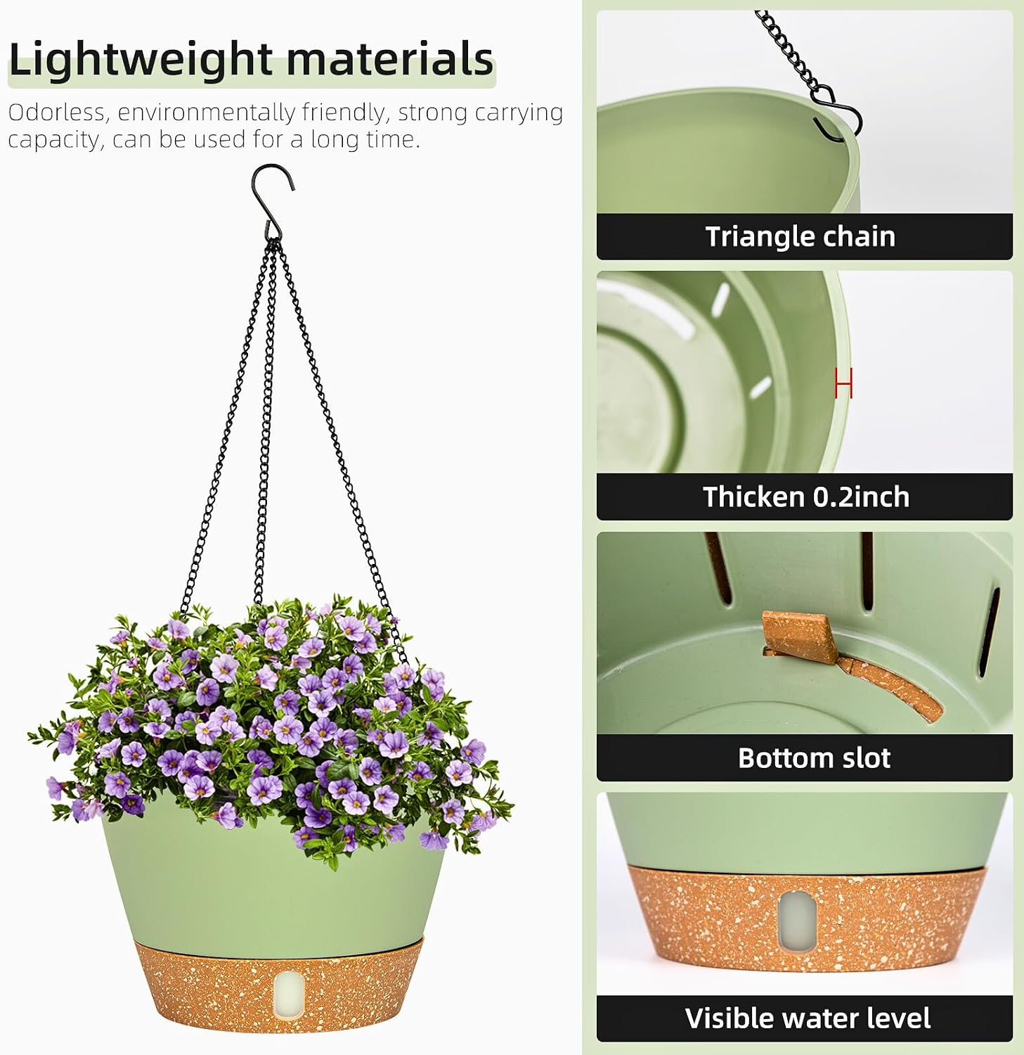 Detalle 1 de QCQHDU Hänge-Blumenampel 25,4 cm, 2er-Set