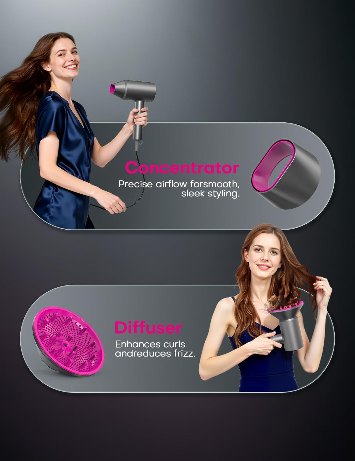 Detalle 2 de Foldable Ionic Hair Dryer 1800W travel hairdryer