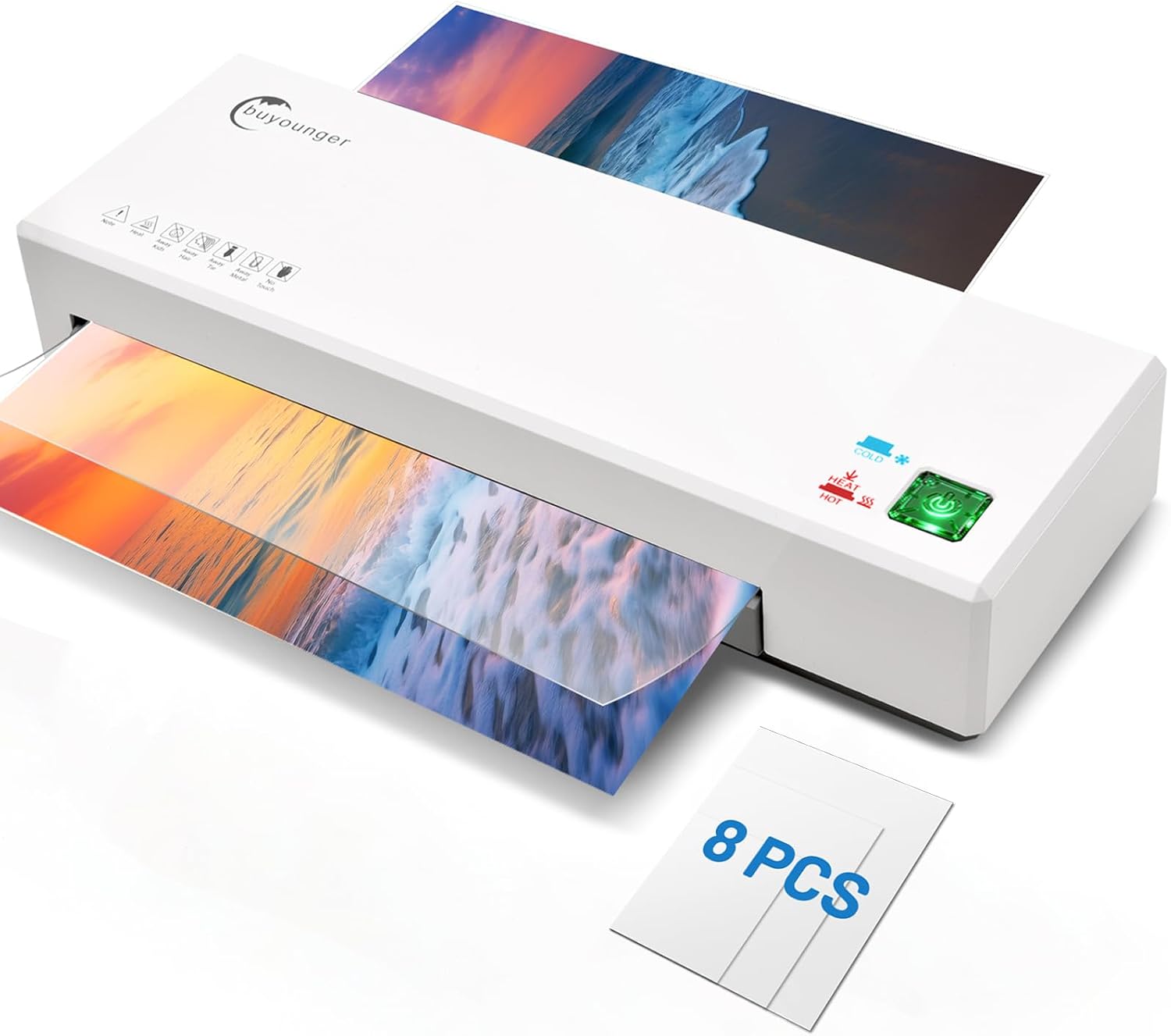 Detalle de Buyounger 9-Inch Thermal and Cold Laminator, 1-Minute Warmup, 2 Rollers