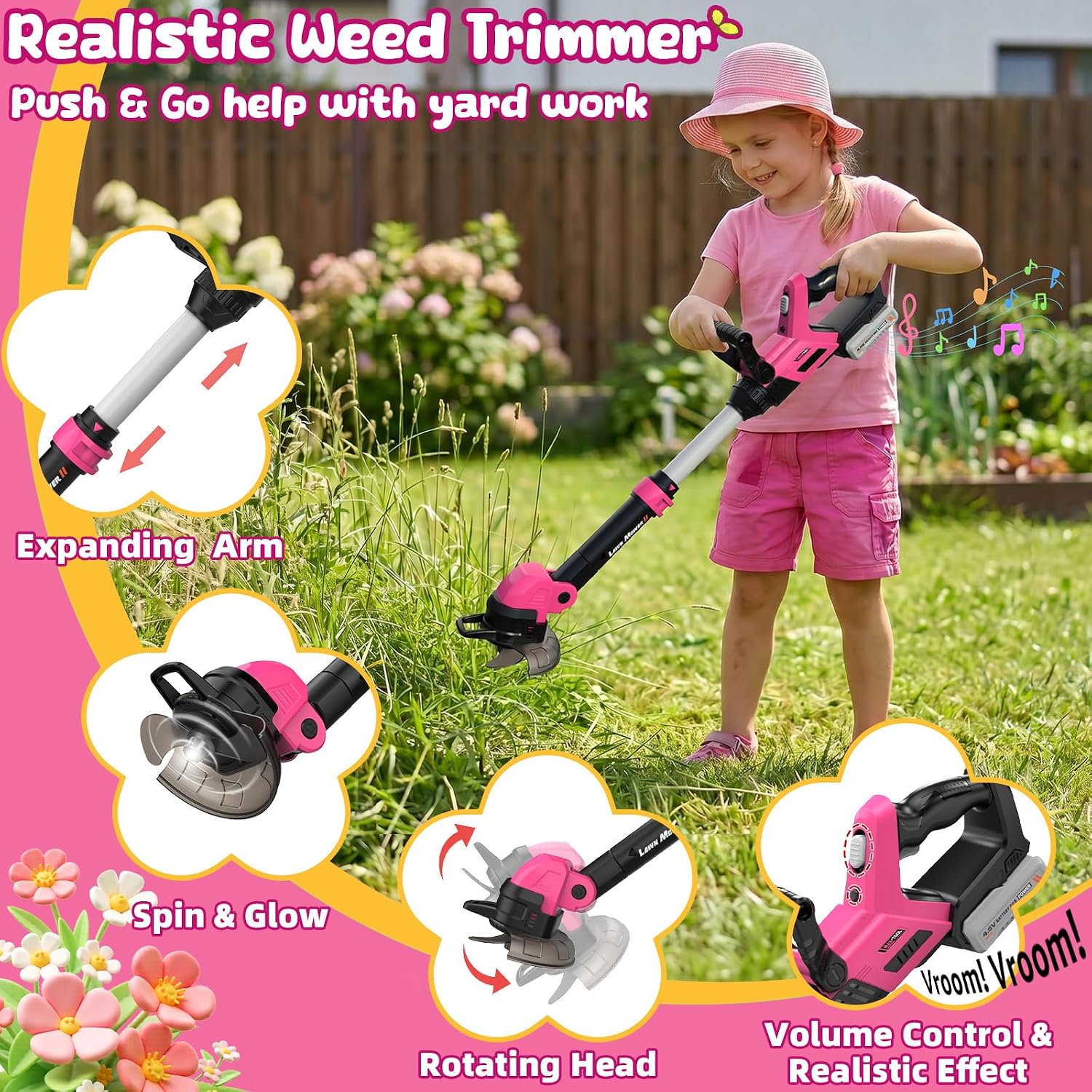 Detalle 2 de maysida 778-156 3-in-1 tuingereedschap voor kinderen met licht en geluid