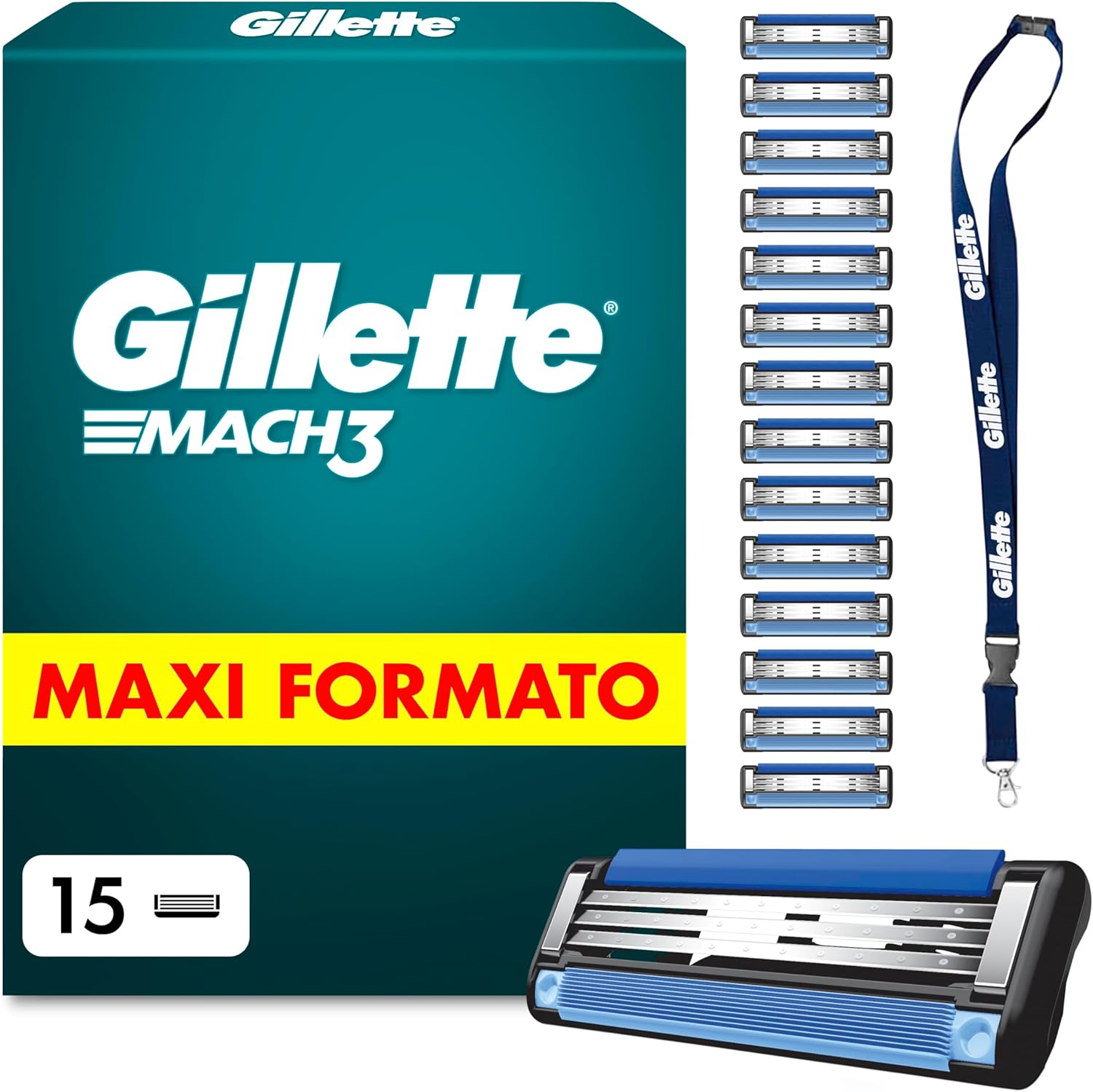 Detalle de Gillette Mach3 Base 15 lamette di ricambio per rasoio 🪒