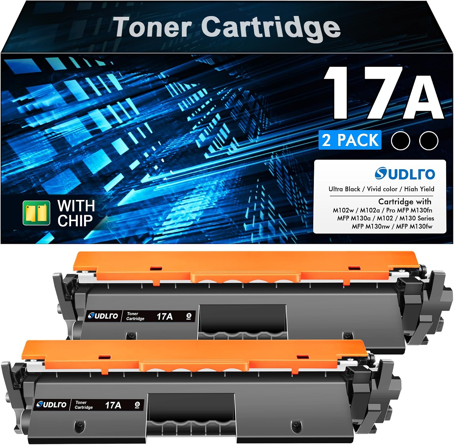Detalle de SUDLTO 17A CF217A Black Toner Cartridge 2-Pack for HP LaserJet Pro