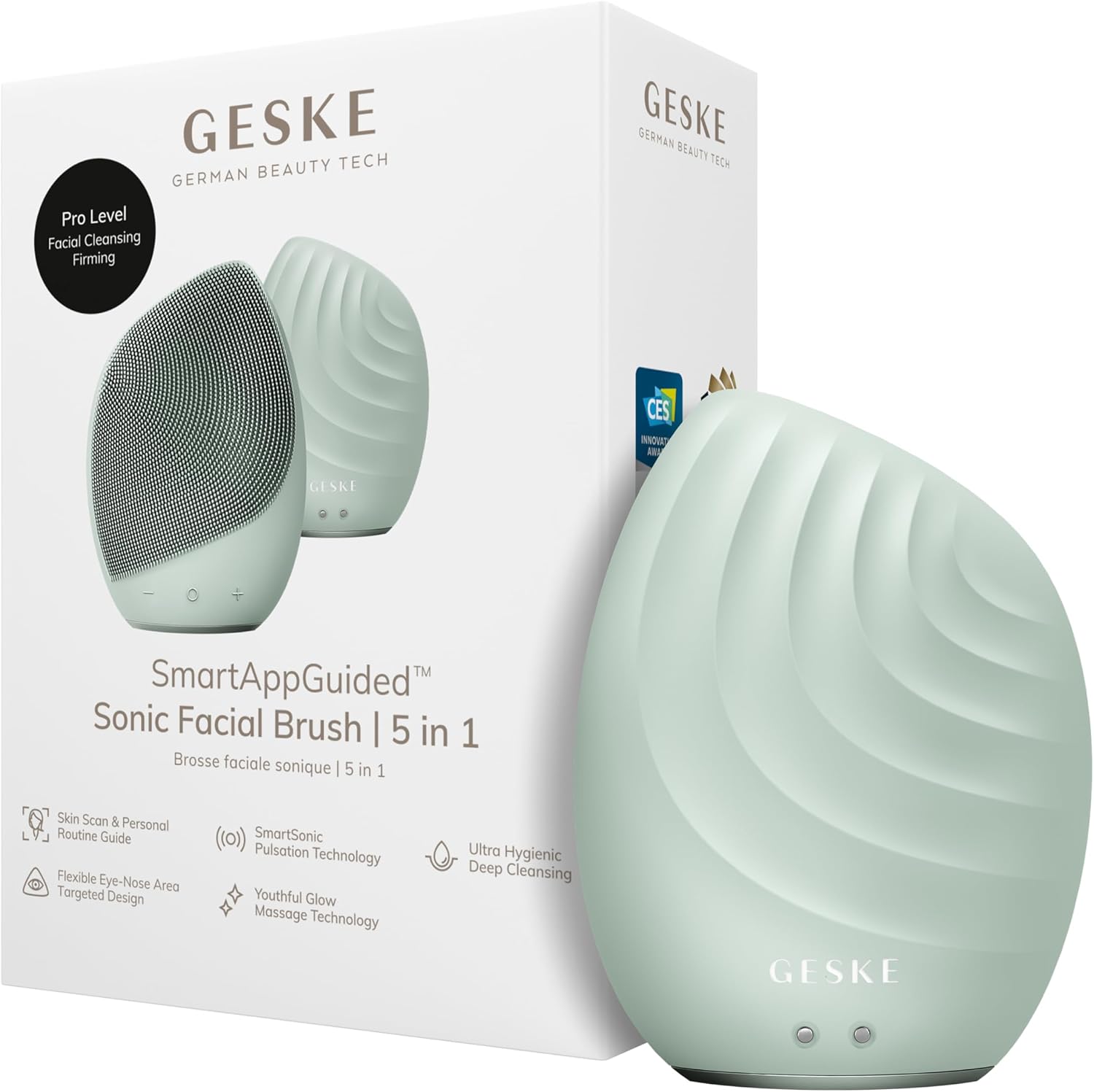 Detalle de GESKE SmartAppGuided™ Brosse faciale 5 en 1 : nettoyage visage électrique et massage