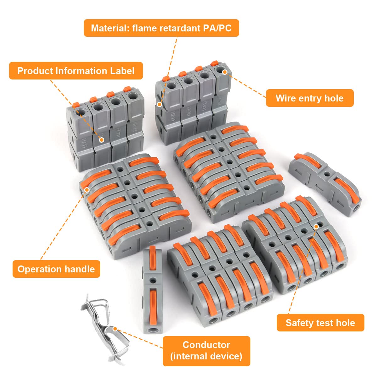 Thumbnail 2 de flintronic Connecteurs électriques rapides avec levier – 119 pcs, bornes de connexion 1 fil à 2 entrées