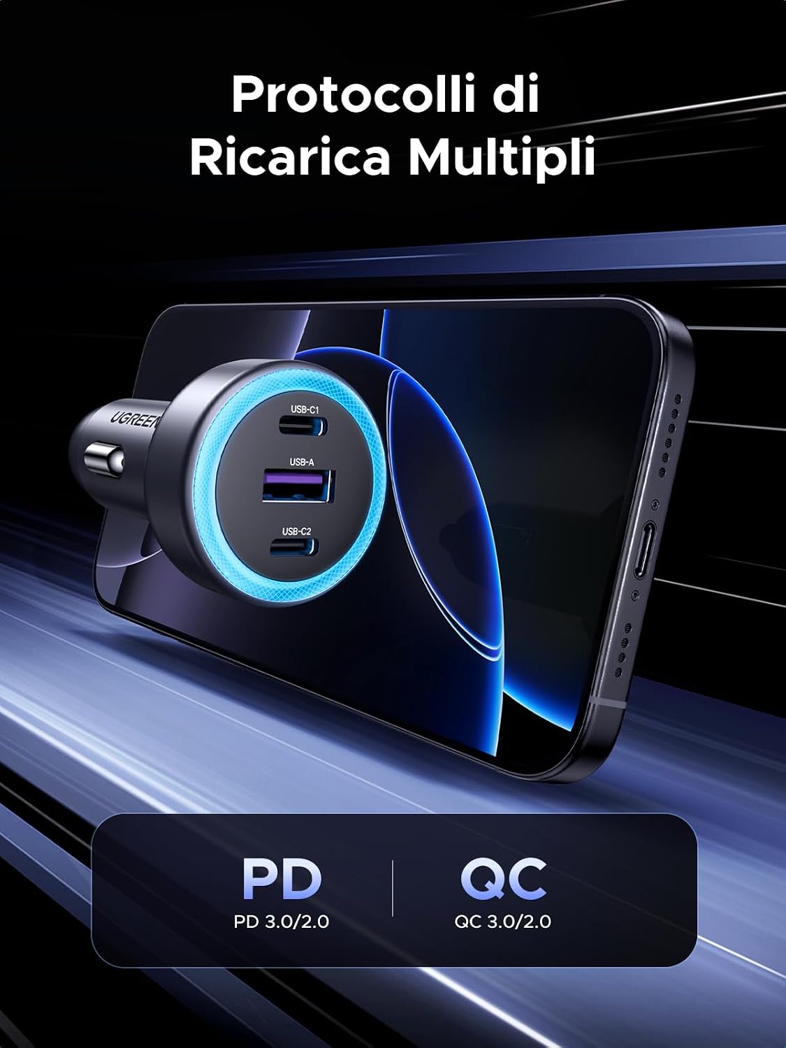 Thumbnail 4 de UGREEN Caricatore Auto USB C 30W 3 Porte
