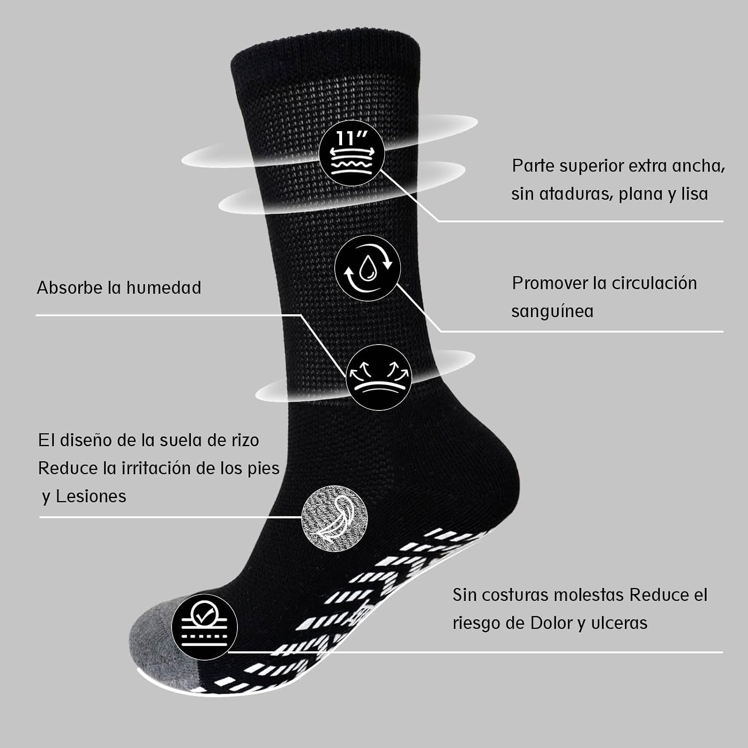 Detalle 2 de LOFIR Calcetines Diabéticos Hombre sin Costuras 4 pares