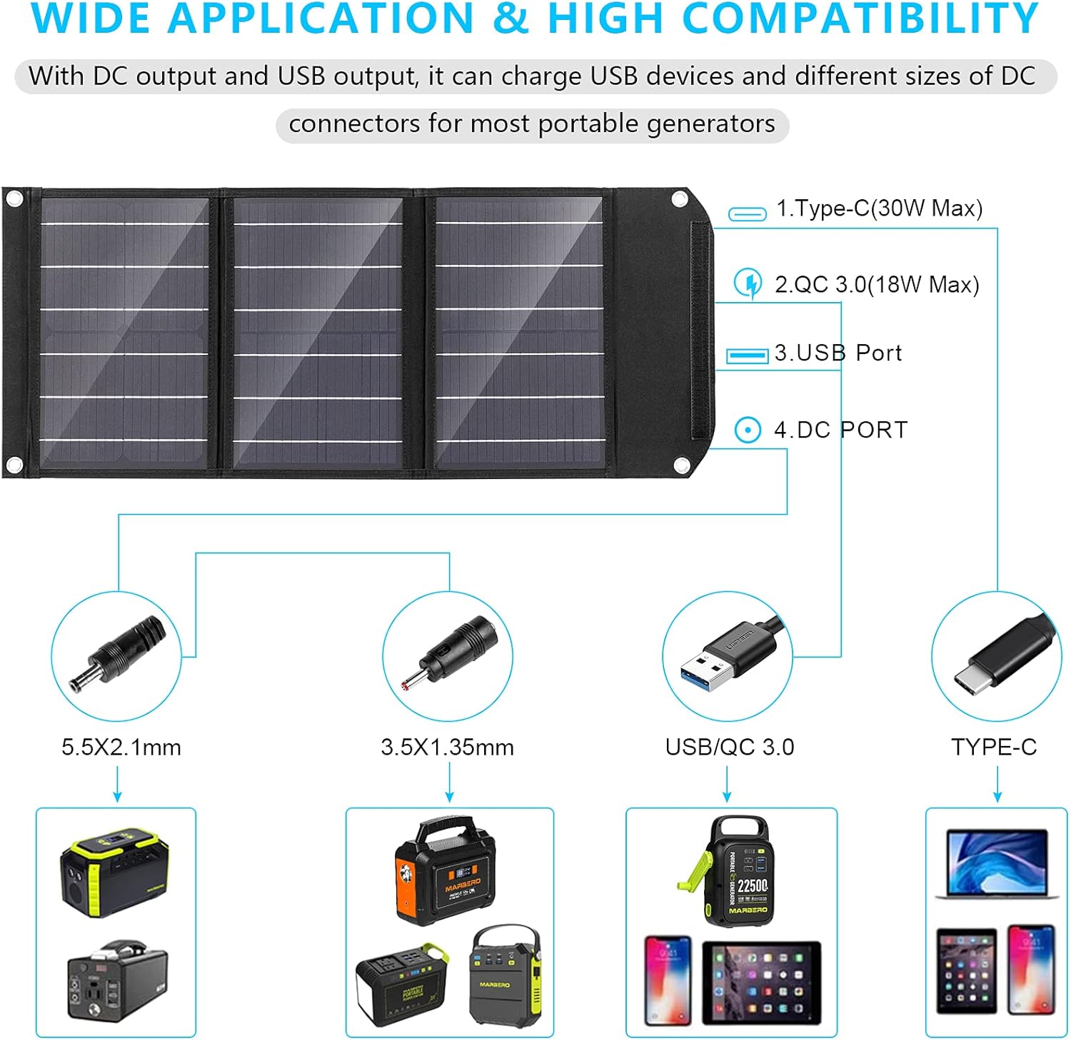 Thumbnail 2 de MARBERO 30W Portable Solar Panel Charger