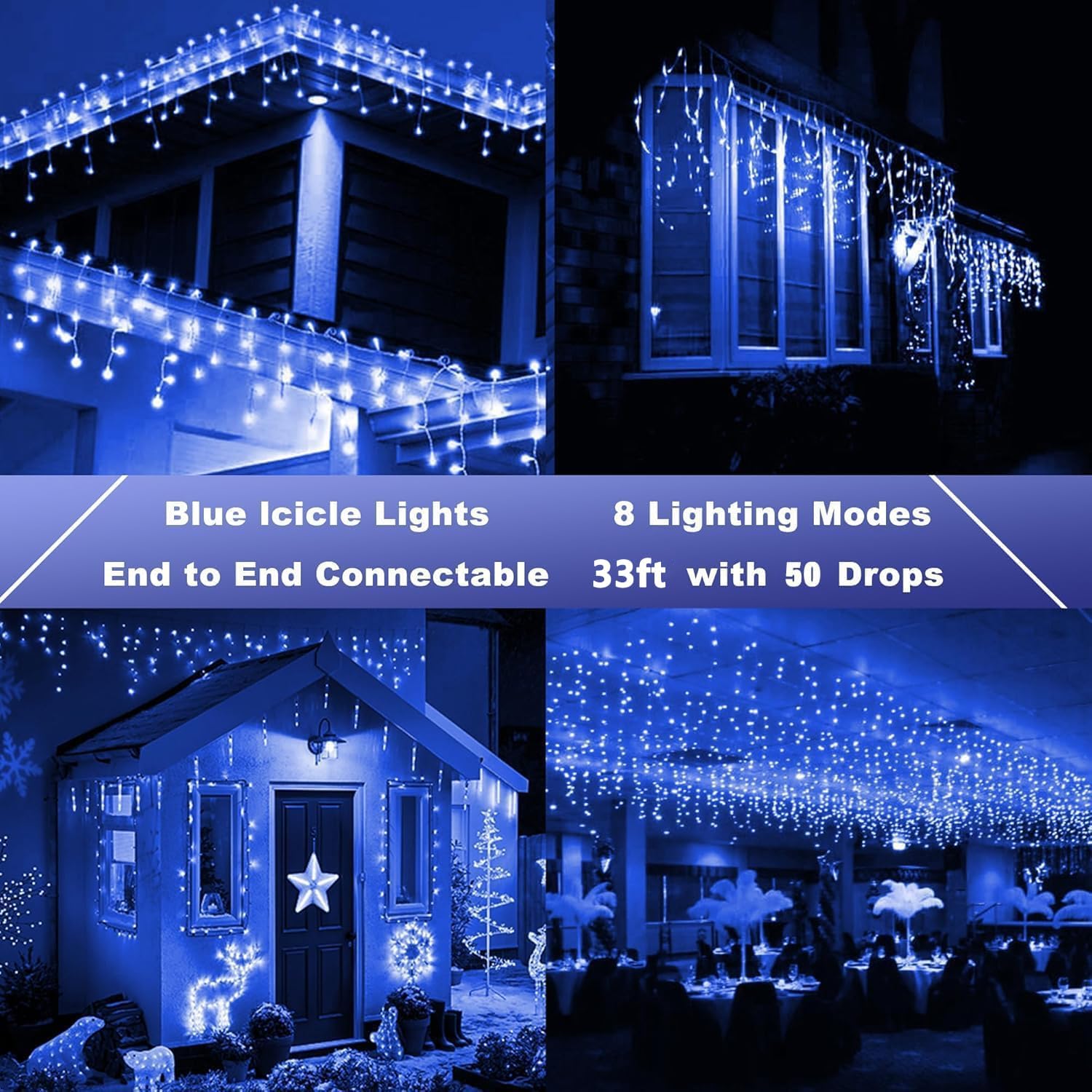 Thumbnail 6 de Joomer SSL0200-I-24V Blue LED Icicle Lights, 50 Drops, 8 Modes