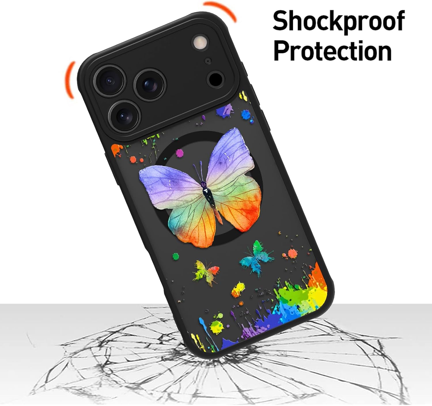 Detalle 2 de MZELQ 2209610-17PM-ColorButBla iPhone 17 Pro Max Magnetic Case, Frosted Butterfly