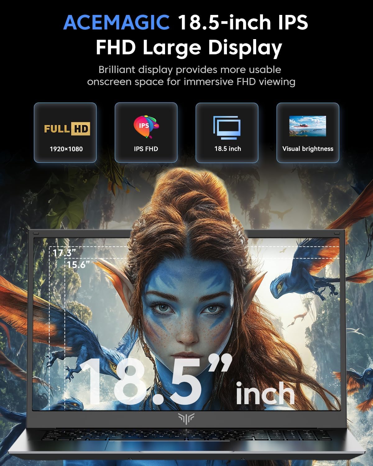 Thumbnail 2 de Tivique AX18 18,5" PC portable Full HD Quad-Core N150, 16 Go RAM et 512 Go SSD