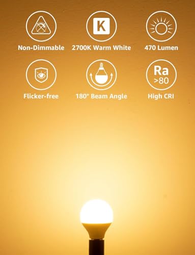 Detalle 2 de Lepro Lot de 6 Ampoules LED E14-4,2W (40W équivalent) 470 lm - Blanc chaud 2700K - Non dimmable, format P45, culot vis E14