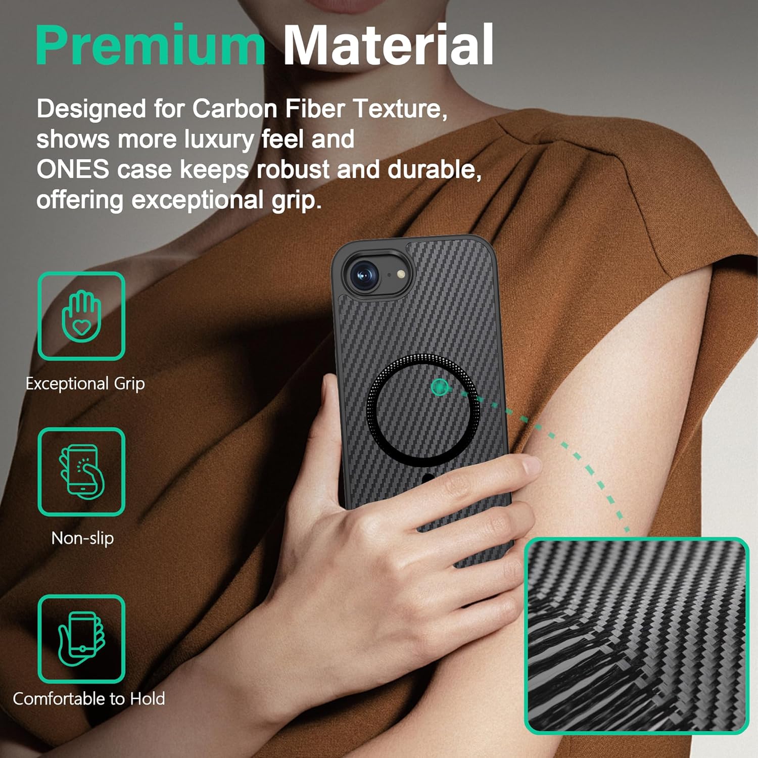 Thumbnail 1 de Ones Coque Magnétique pour iPhone 17e / 16e : protection robuste avec toucher carbone et MagSafe