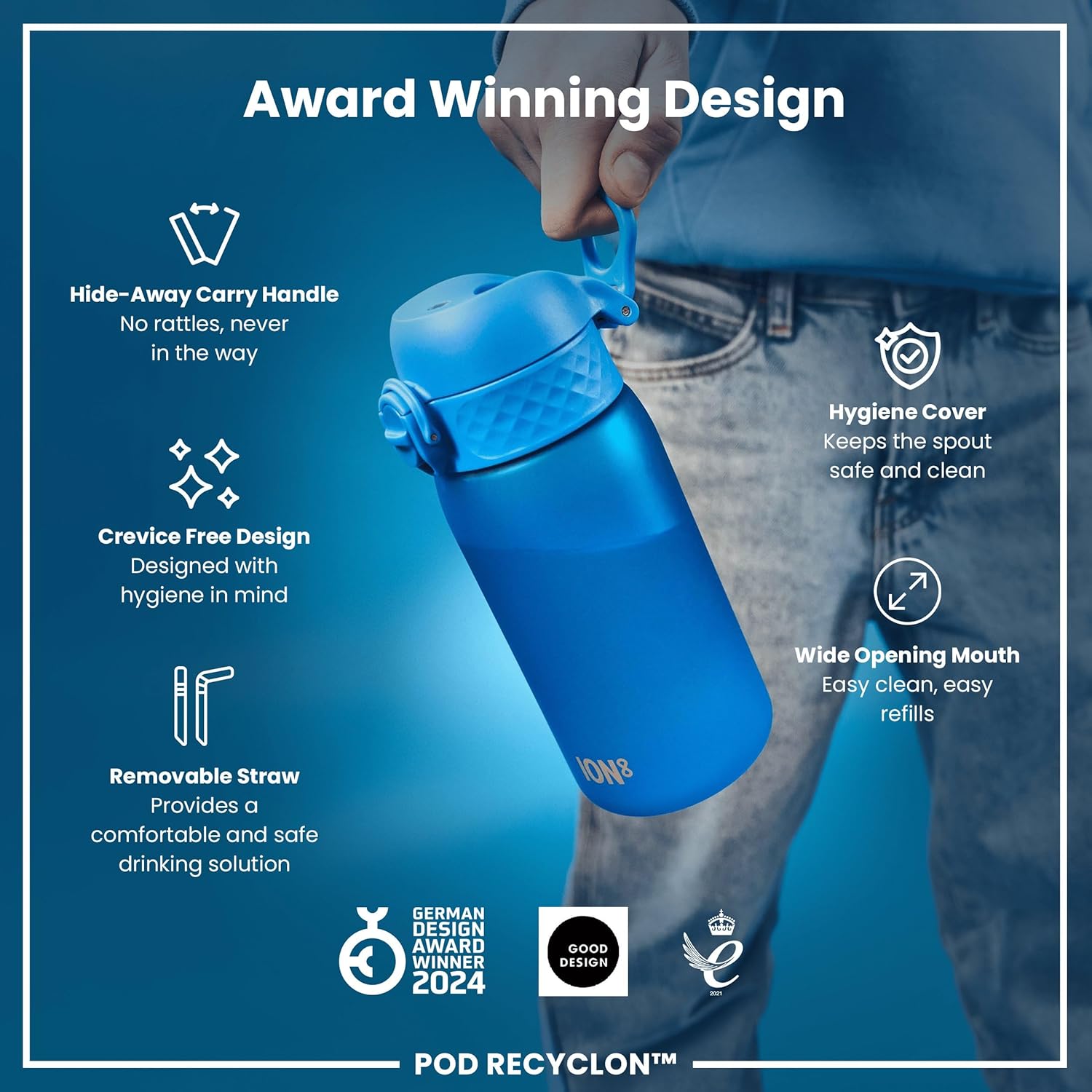 Thumbnail 5 de Ion8 Water Bottle: Leak-Proof BPA-Free Kids Bottle with Straw and Triple Lock Lid