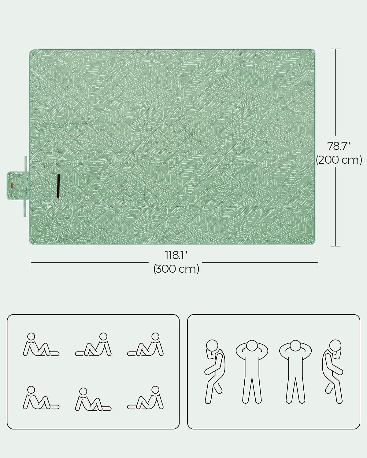 Detalle de Songmics Picnic Blanket 300 x 200 cm