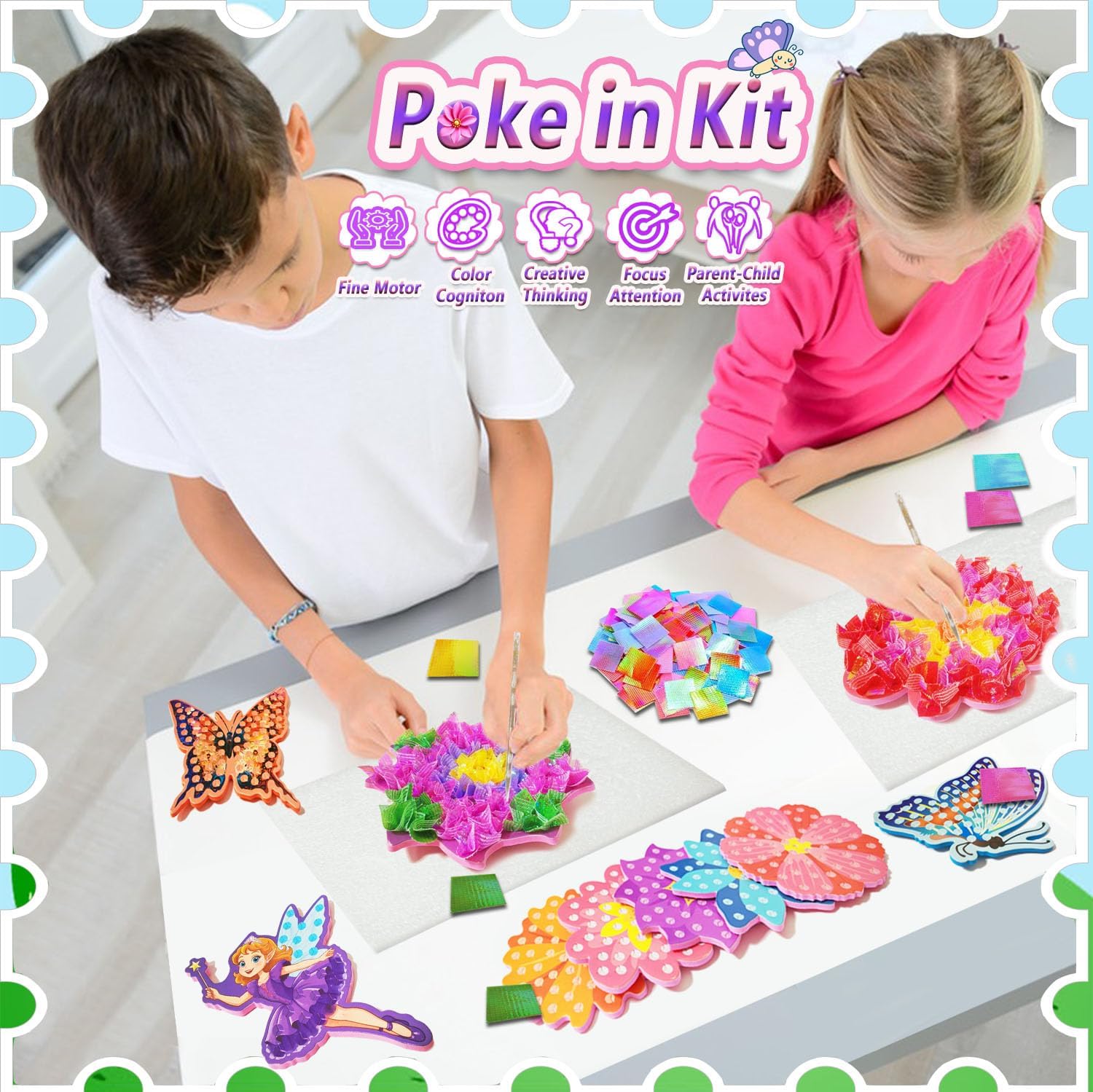 Thumbnail 1 de JRD&BS WINL DIY Prinzessin Stoffkunst-Set „Flower“ – Poke-in Art ohne Kleber (für Kinder ab 3)
