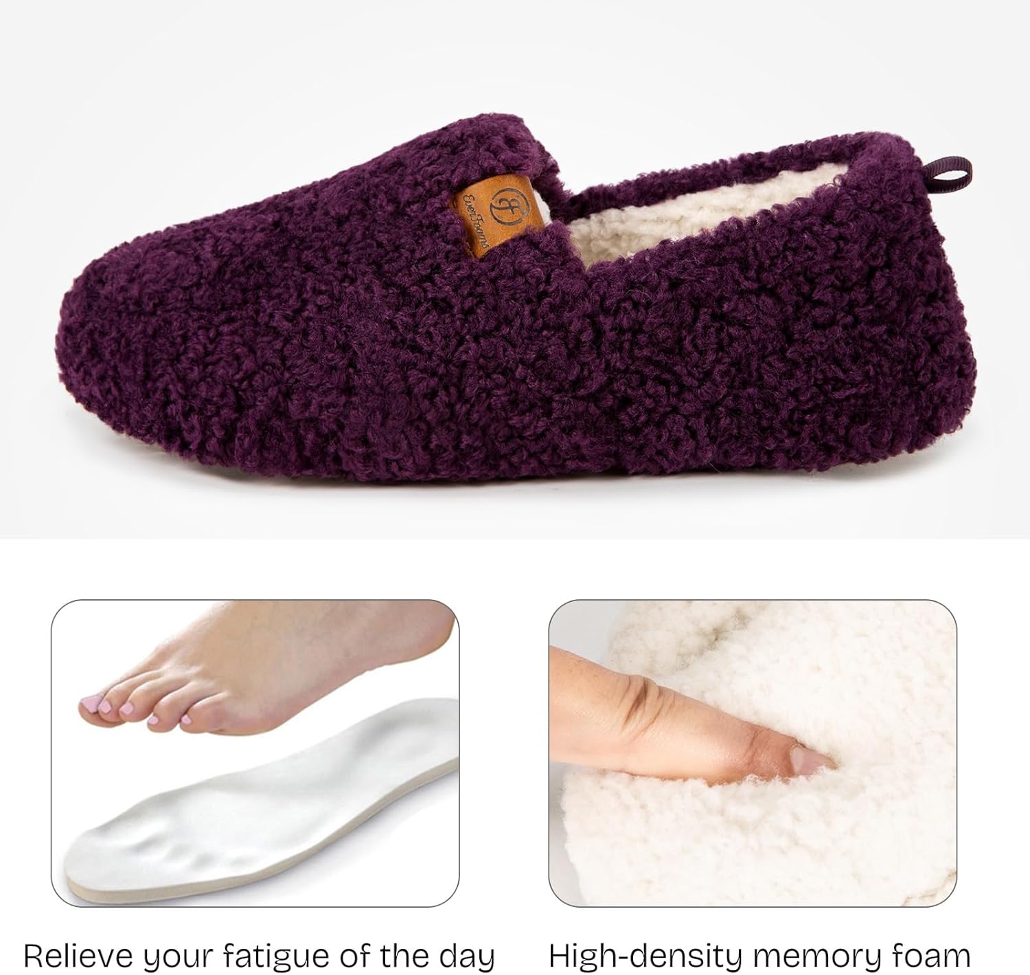 Detalle 2 de EverFoams Women’s Soft Curly Full Memory Foam Slippers
