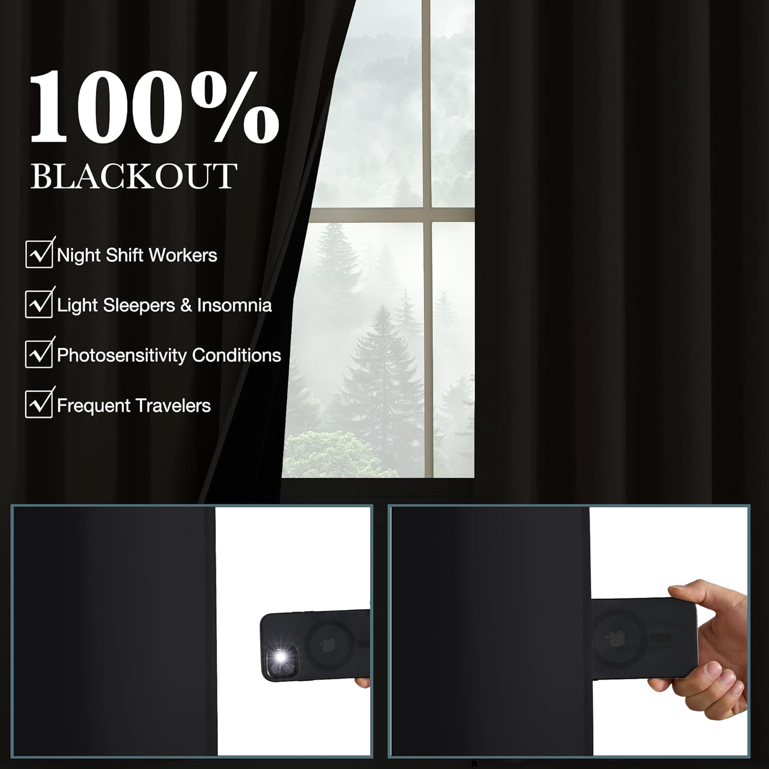 Thumbnail 3 de PONY DANCE 100% Blackout Curtains for Boys' Bedroom (52 x 54 Inch) – Thermal Insulated, Rod Pocket or Pencil Pleat, 2 Panels