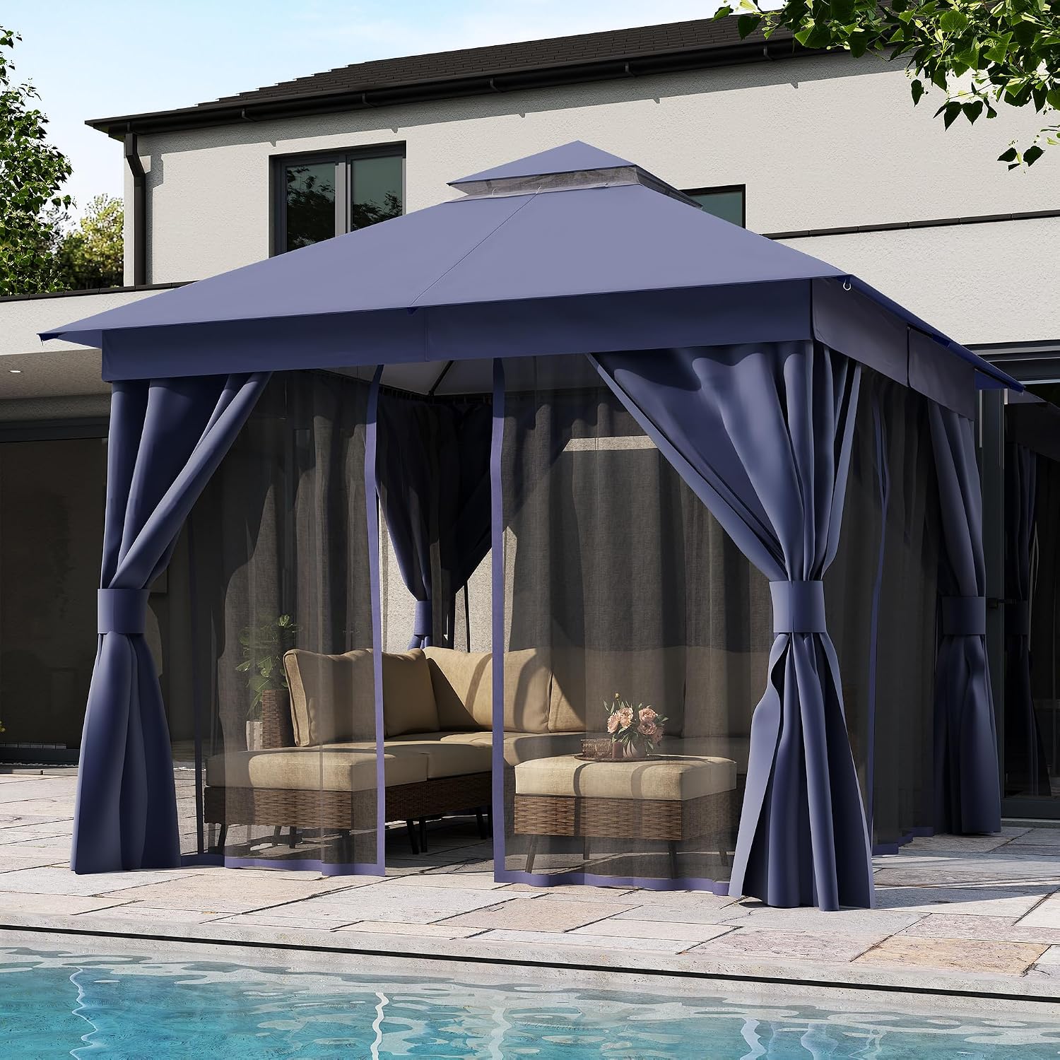 Thumbnail 2 de LAUSAINT HOME GZCT010-001-BL3-OS-1224 Gazebo, 10x10 with Netting & Double Roof