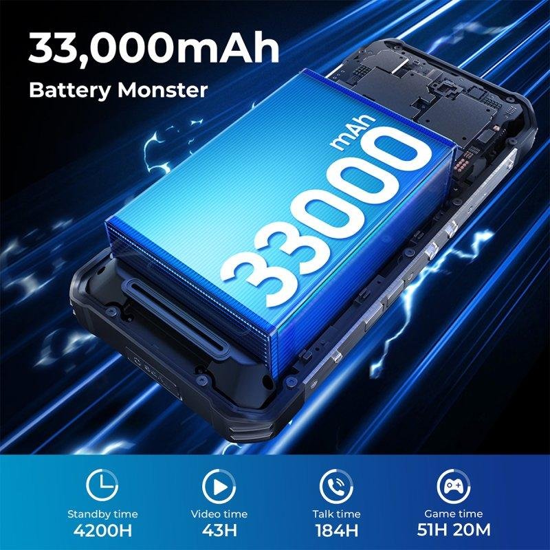 Detalle de Oukitel WP100 Plus, móvil rugerizado 4G con batería de 33.000 mAh y 512 GB
